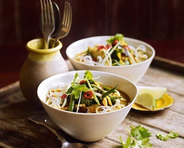 Mock duck noodle bowls