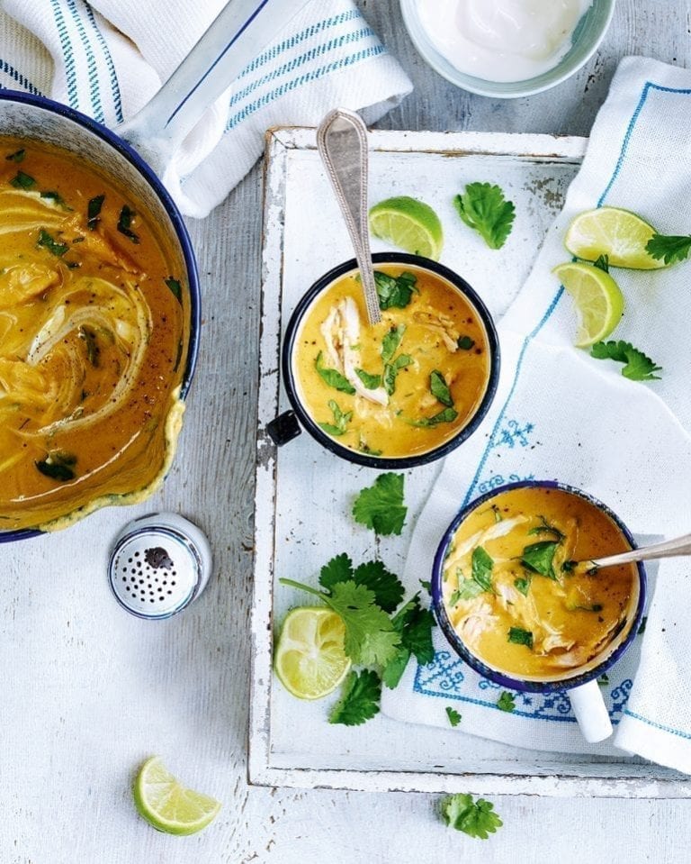 Sweet potato, chicken and ginger soup