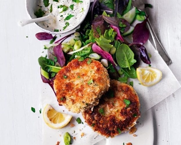 Oat-crusted mackerel and horseradish fishcakes