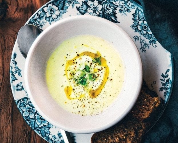 Leek and almond soup