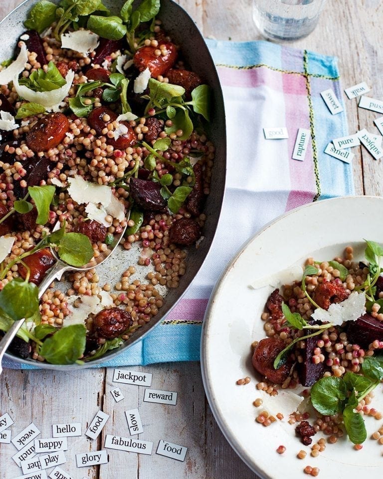 Chorizo, beetroot and couscous salad
