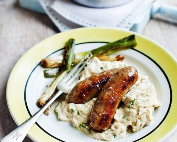pork sausage and bean mash
