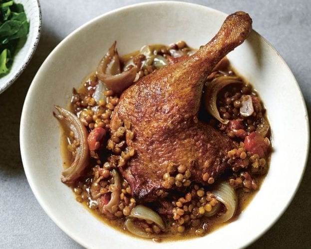 Duck legs with puy lentils and onions