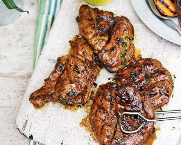 Chermoula lamb leg steaks with minted cucumber yogurt
