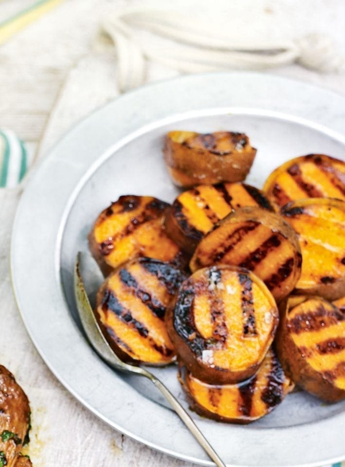 Grilled sweet potatoes with honey glaze