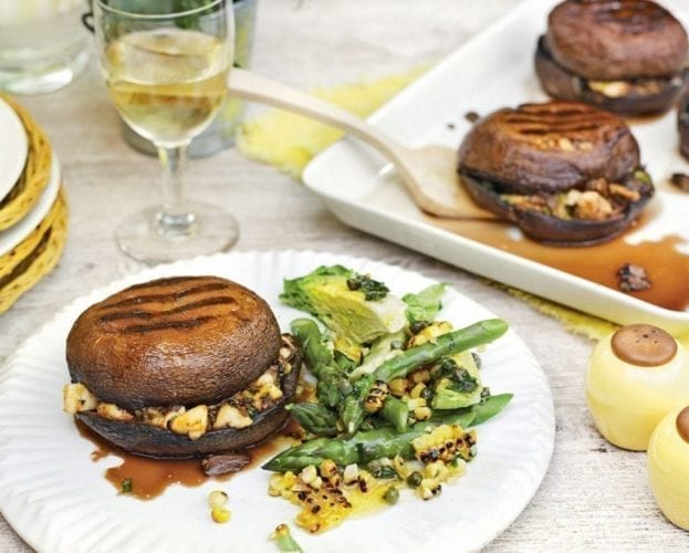 Halloumi and smoked paprika stuffed portobello mushrooms