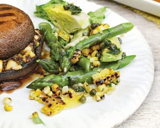 Sweetcorn, asparagus and tarragon salad with caper dressing