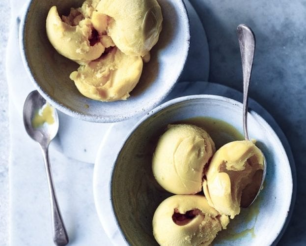 Mango and lime sorbet