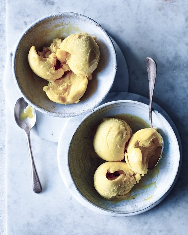 Mango and lime sorbet