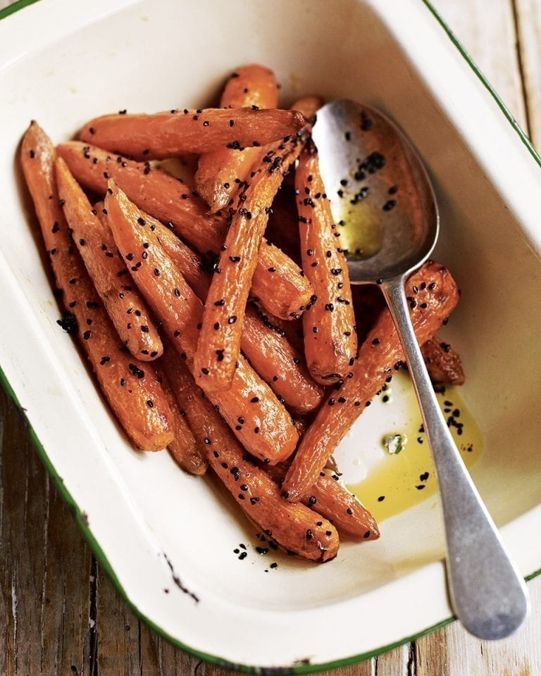 Roast carrots with nigella seeds recipe delicious. magazine