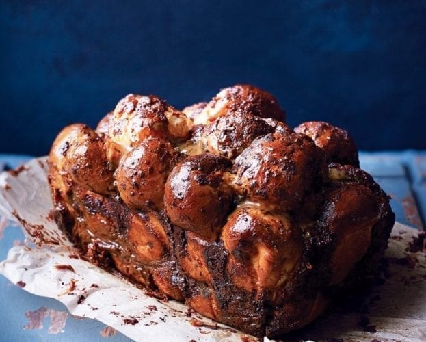 Chocolate, cardamom and caramel tear-apart bread