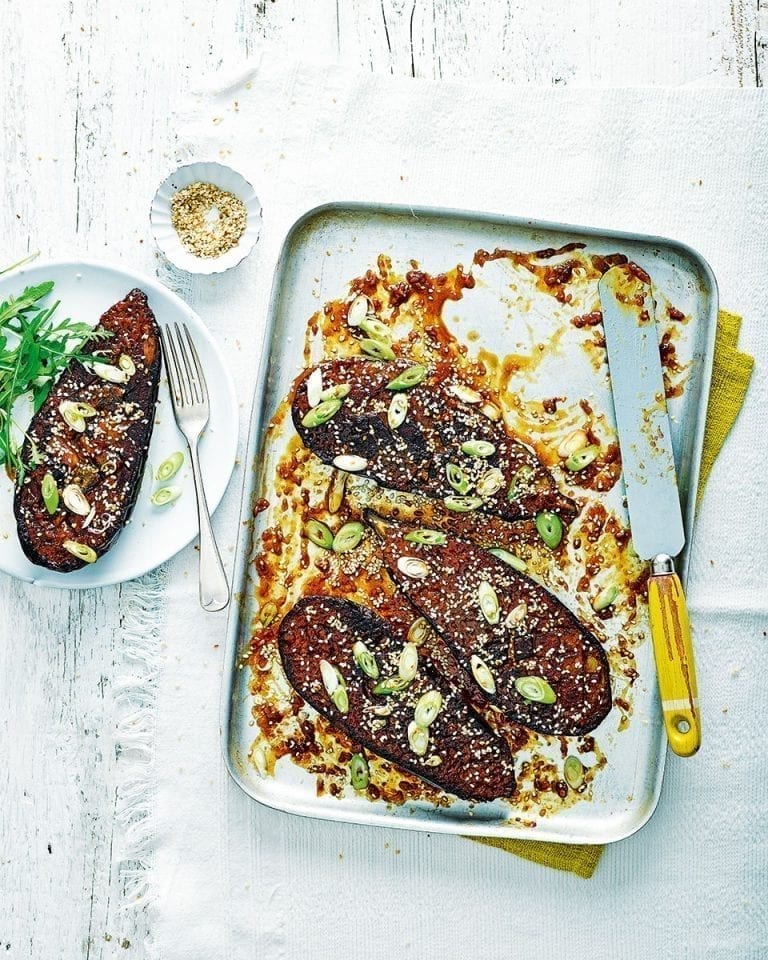 Miso-glazed aubergines