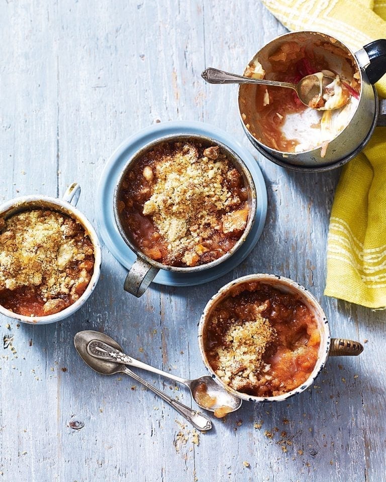 Rhubarb and amaretti crumbles recipe | delicious. magazine