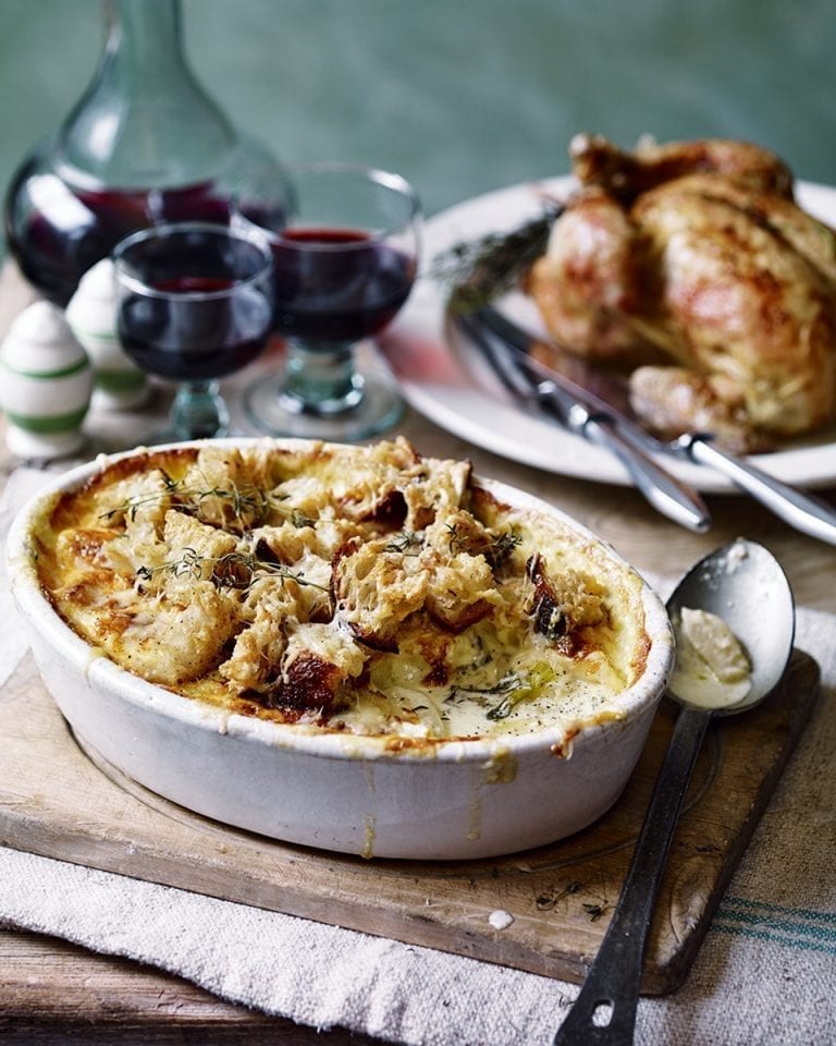 Parsnip, spring onion and thyme gratin