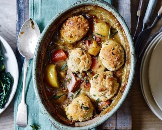 Make-ahead pork, pear and sherry casserole