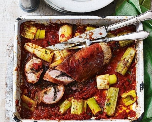 Pork, sage and feta bake