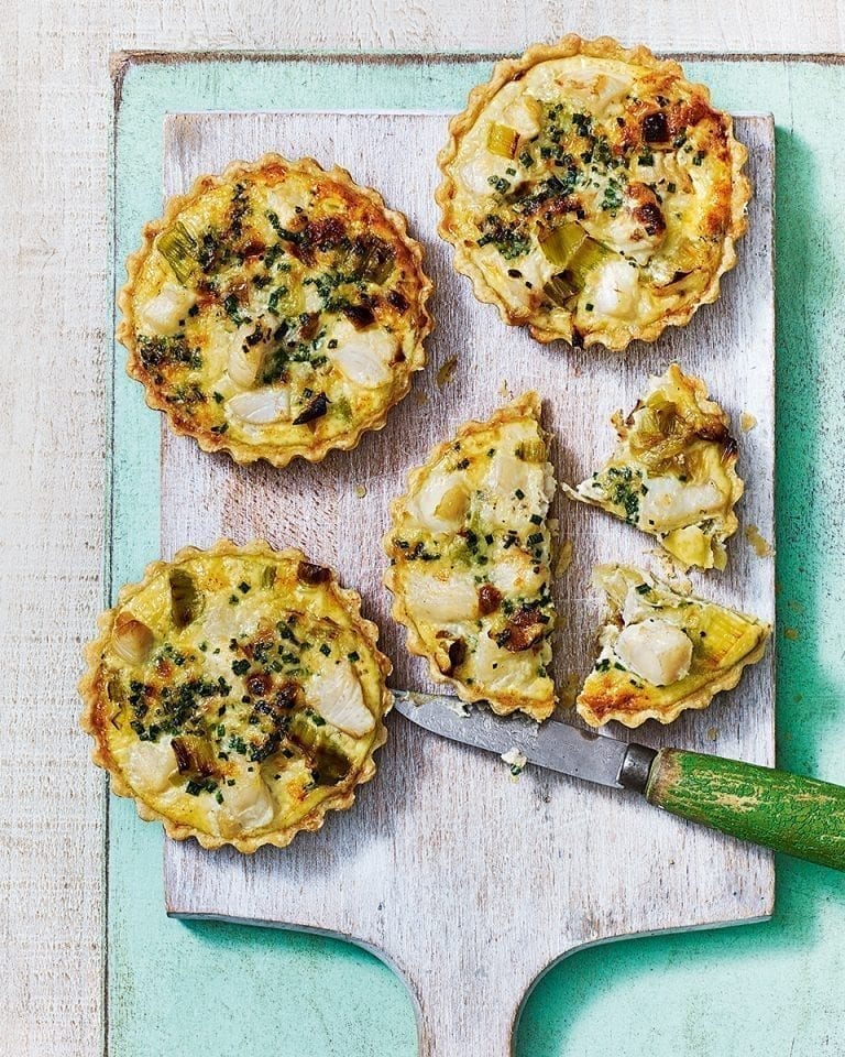 Smoked haddock, leek and chive tartlets