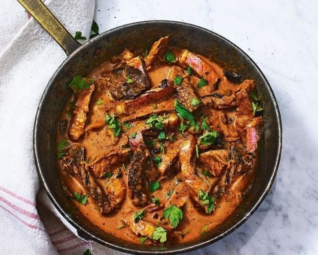 Healthier beef stroganoff