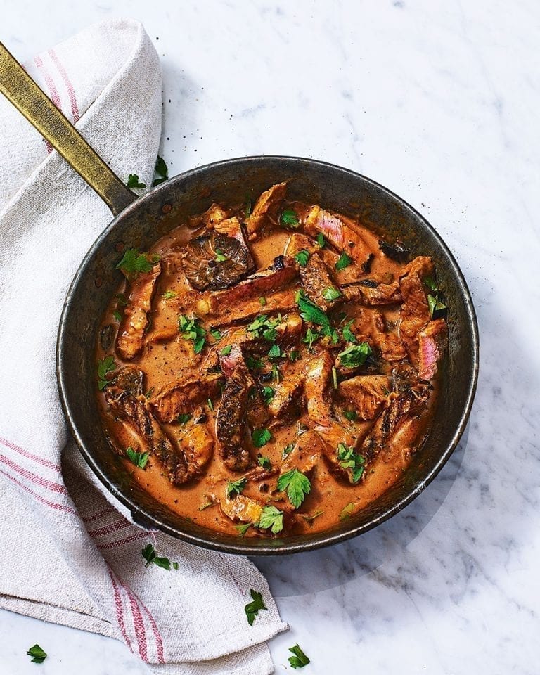 Healthier beef stroganoff