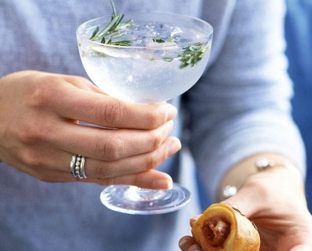 Elderflower gin and tonic in a coupe