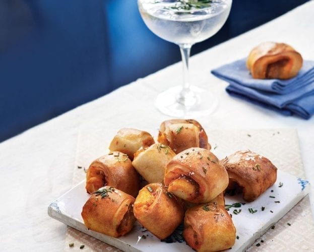 Salami and sun-dried tomato pretzel rolls