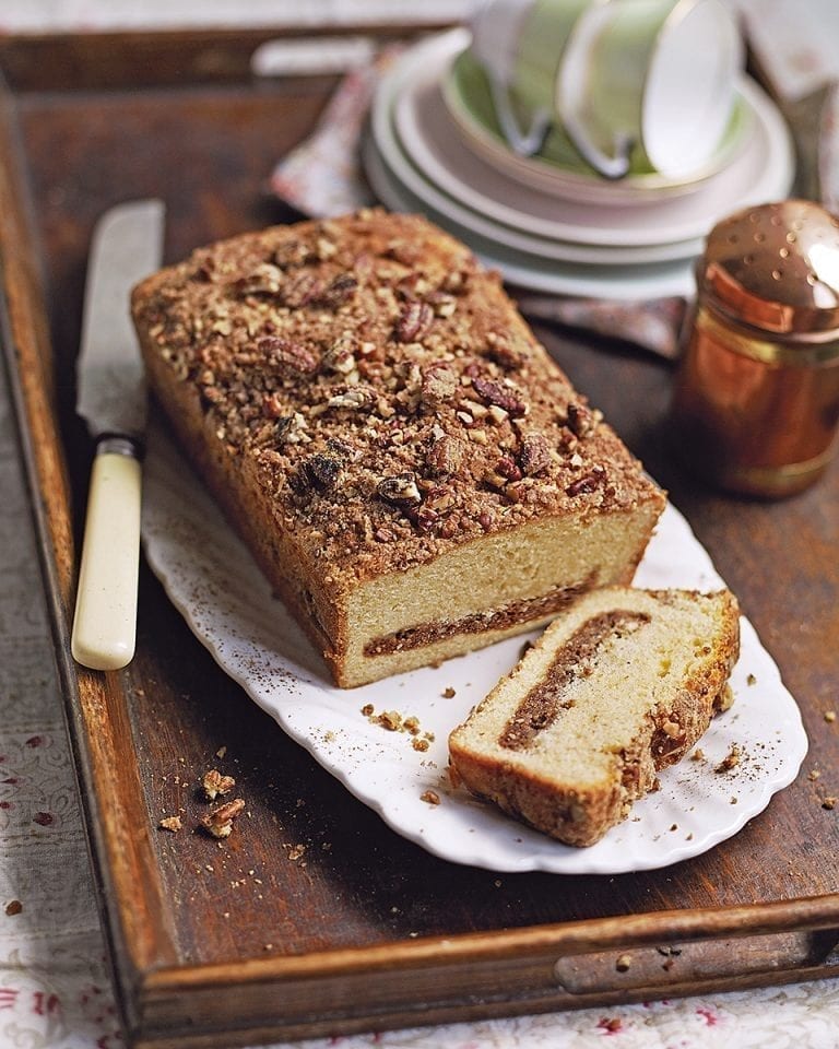 Pecan and cinnamon streusel coffee cake