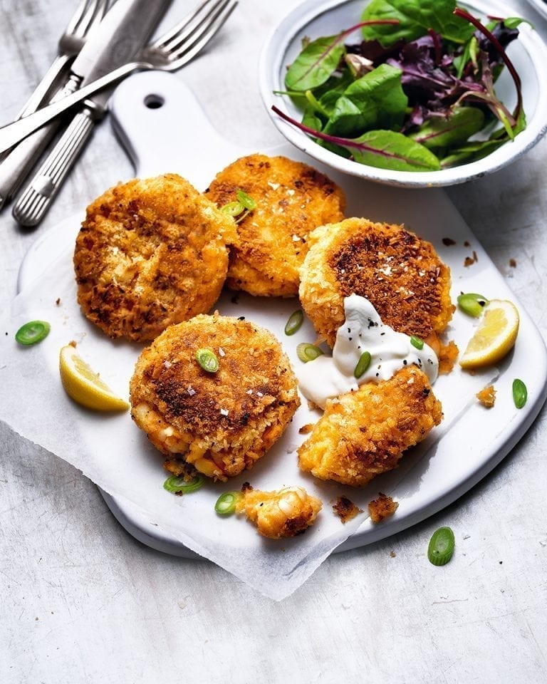 Romesco prawn fishcakes recipe delicious. magazine