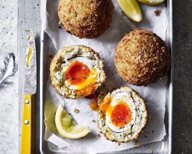 Spiced prawn scotch eggs