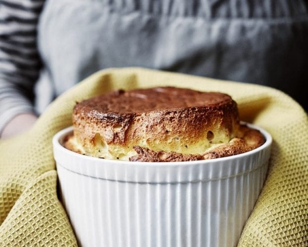 Cheddar and chive soufflé