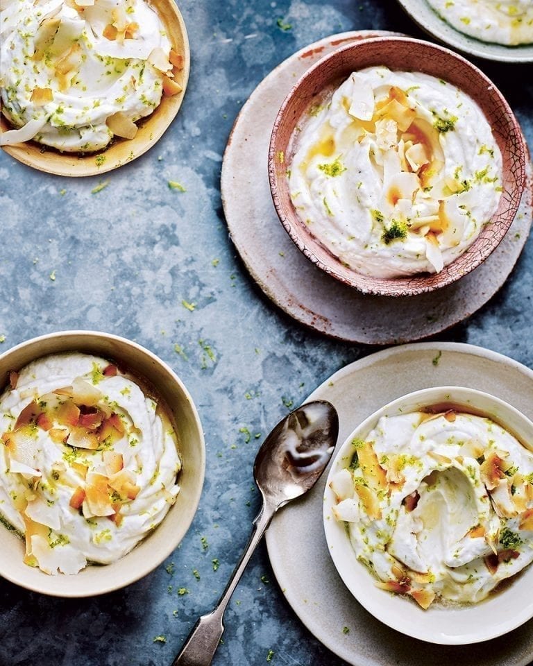 Lime and coconut syllabub