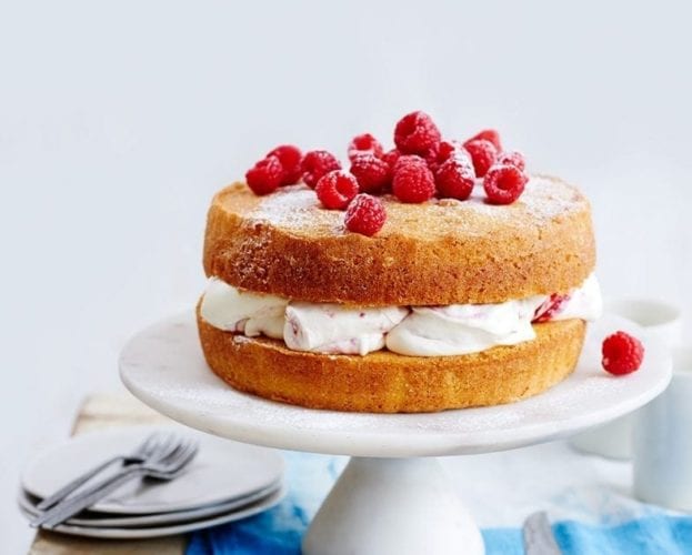 Raspberry and lemon sponge cake