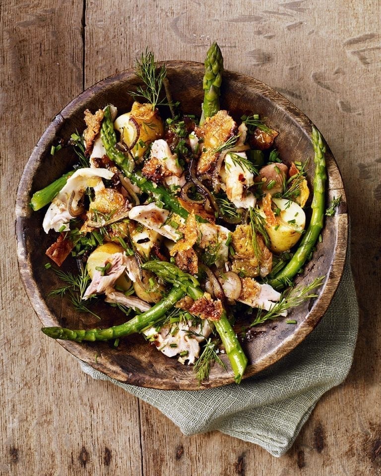 Chicken, anchovy and jersey royal salad recipe delicious. magazine