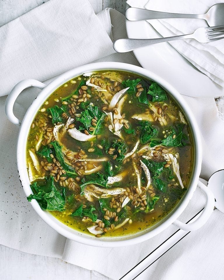 Chicken, kale and pesto soup recipe delicious. magazine