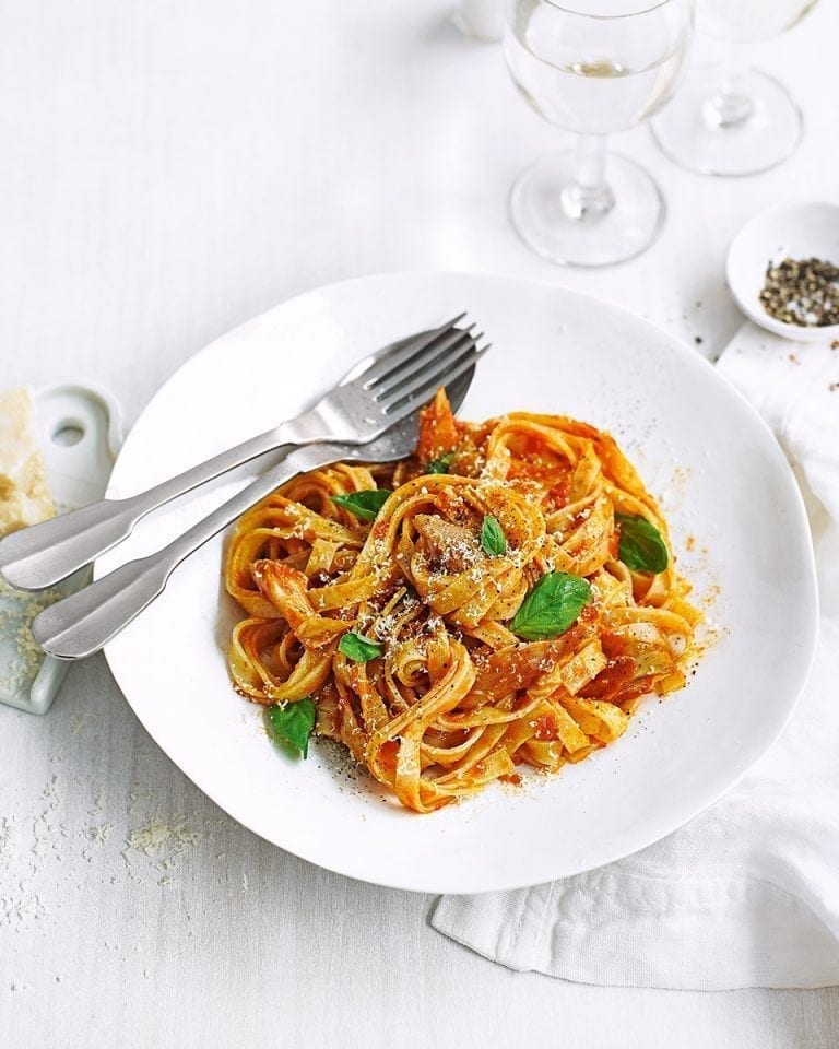 Spicy tomato and mackerel pasta recipe delicious. magazine