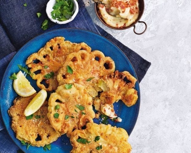 Green tomato fritters with bacon mayonnaise