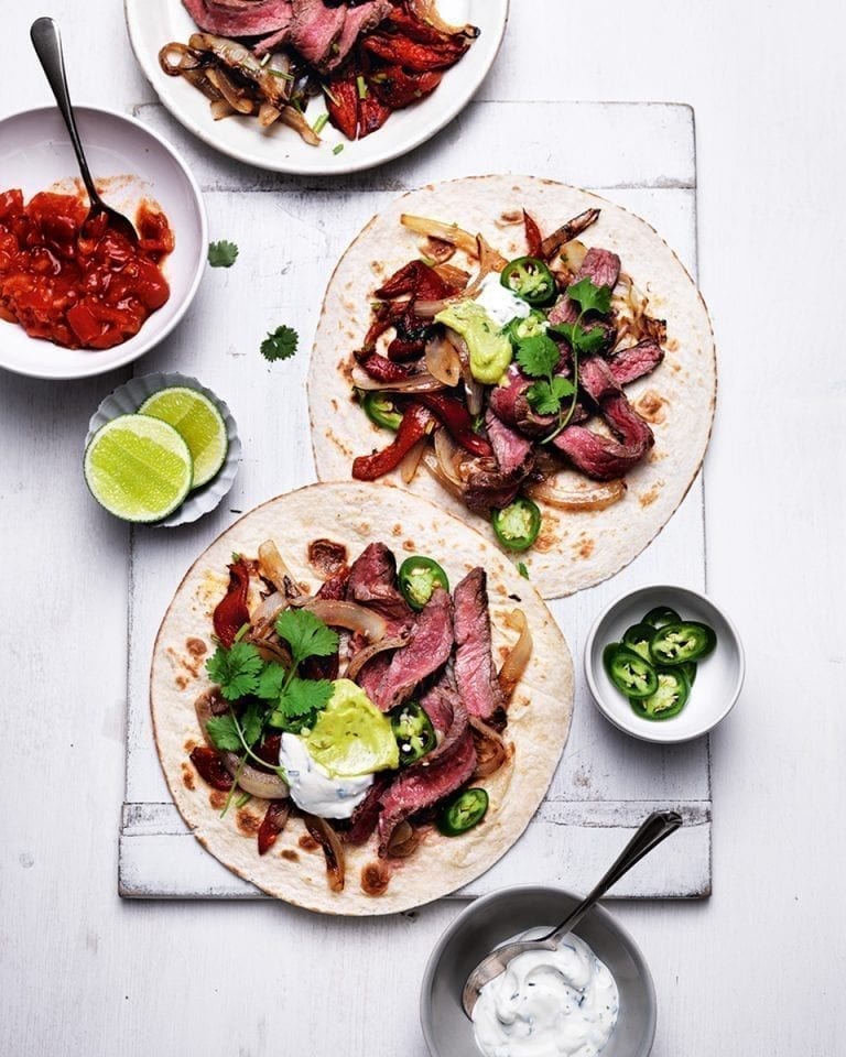 Smoky coriander beef fajitas