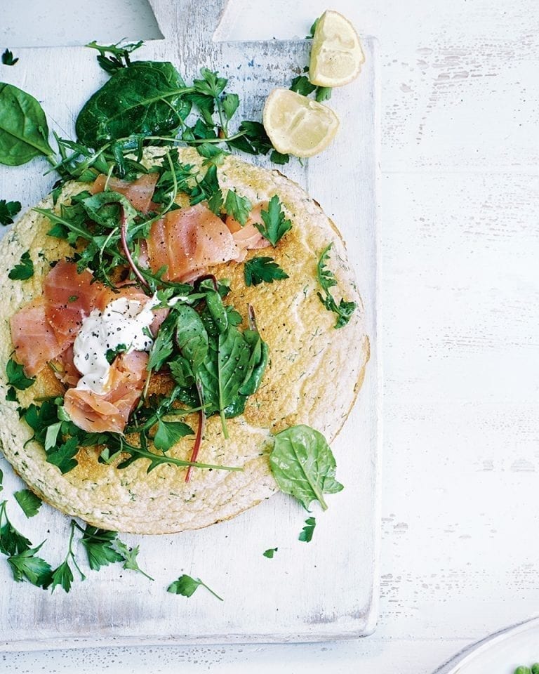 Smoked salmon souffléd omelette