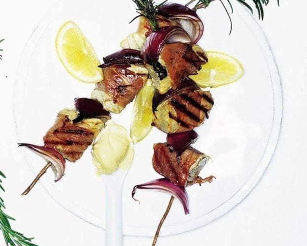 Tuna and rosemary skewers