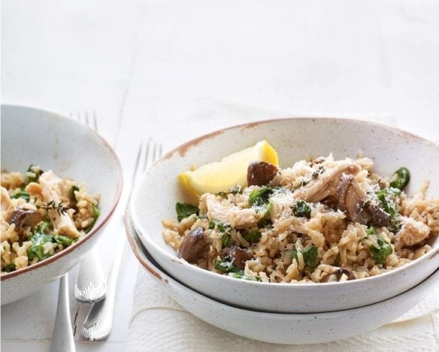 Baked chicken and herb risotto