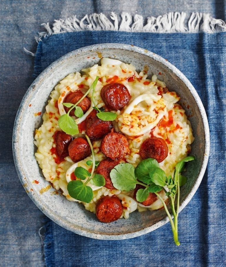 Squid and chorizo risotto