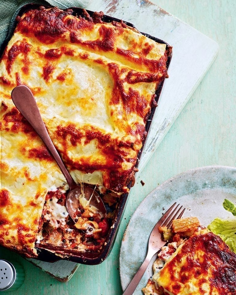 Roasted vegetable and lentil lasagne