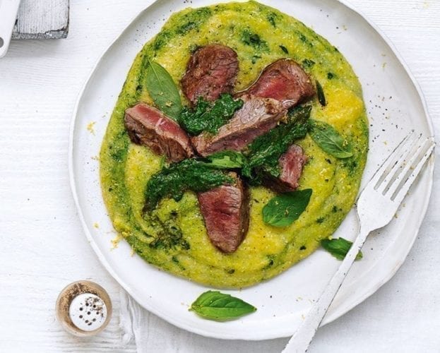 Lamb steaks with garlic