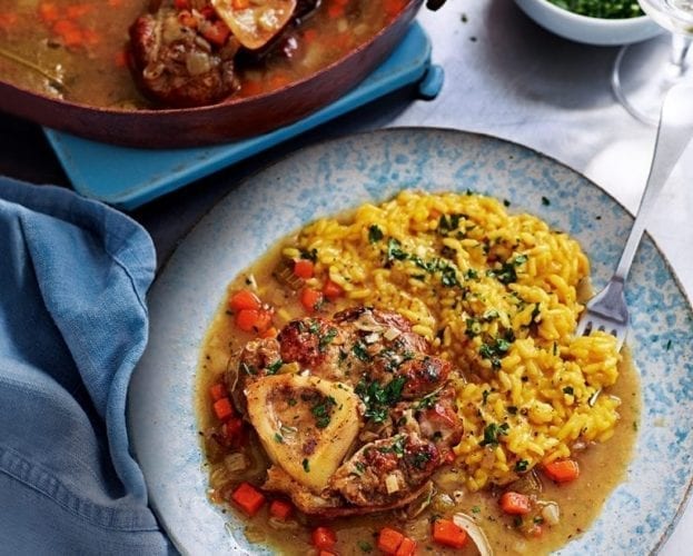 Osso buco with saffron risotto