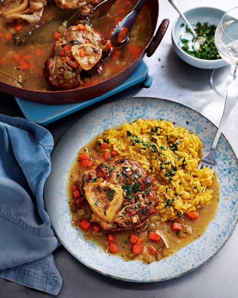 Osso buco with saffron risotto