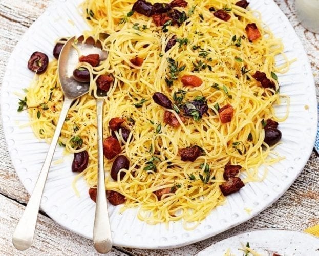 Tagliolini with lemon, pepper and guanciale