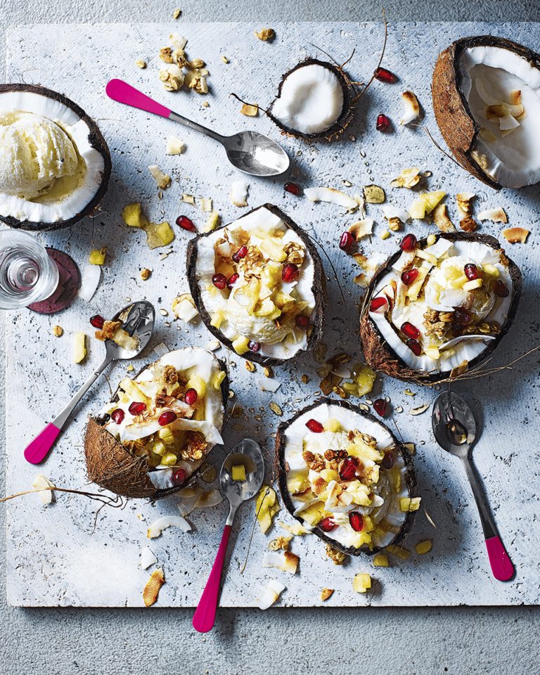 Dairy-free pineapple and coconut sundaes recipe | delicious. magazine