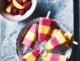 Peach melba smoothie lollies