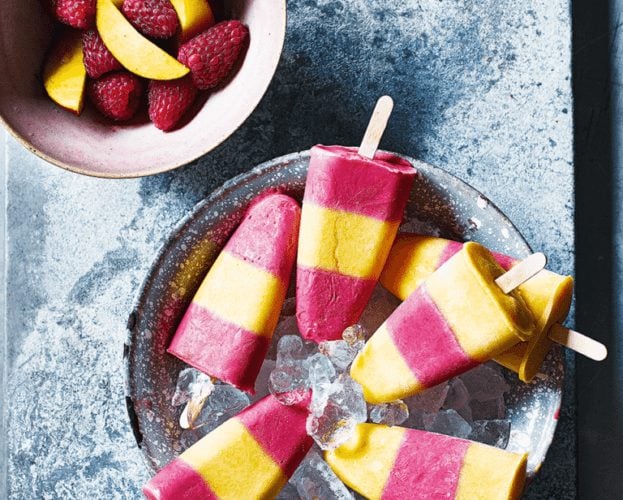 Peach melba smoothie lollies