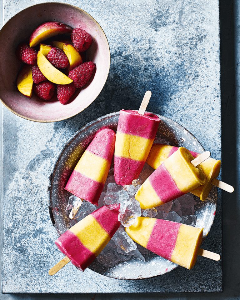 Peach melba smoothie lollies recipe | delicious. magazine