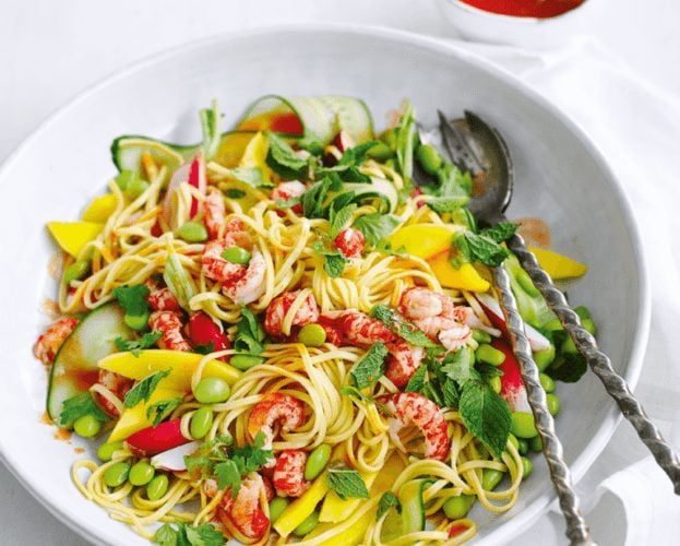 Poached salmon with soy, lime, spring onion and sesame seeds